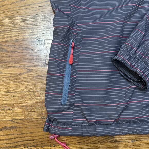 New Balance Women’s Windbreaker Jacket L Performance Striped Grey Red Jogging L - Picture 5 of 13